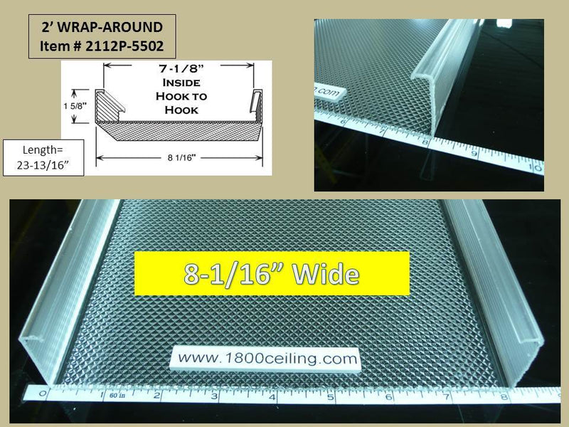 2' Wrap Around Lens: 23-13/16" Long x  8-1/16" Wide x 1-5/8" High - 1800ceiling