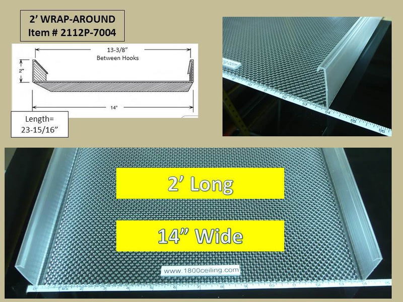 2' Wrap Around Lens: 23-15/16" Long x 14" Wide x 2" High - 1800ceiling