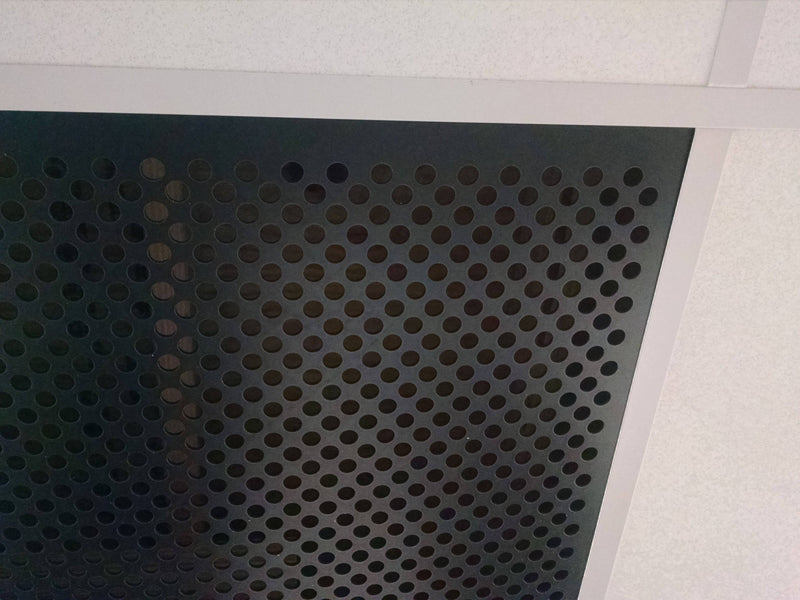 2'x2' Black Plastic Perforated Tile, 1/2" Perforations - 1800ceiling