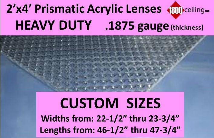 2'x4' HEAVY DUTY Clear Acrylic Prismatic Light Lenses @.187 gauge. - 1800ceiling