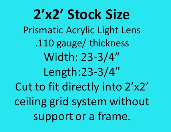 Clear Acrylic Prismatic Lens: 23-3/4" x 23-3/4" @ .110 gauge - 1800ceiling