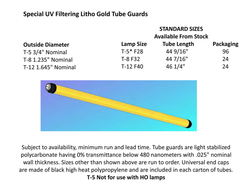 4' Litho Gold Tube Guard for T8-F32 Bulb. Out of stock, call to order. - 1800ceiling
