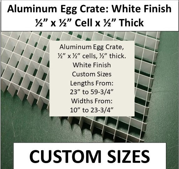 WHITE Finish 1/2" Aluminum Egg Crate-CUSTOM SIZES - 1800ceiling