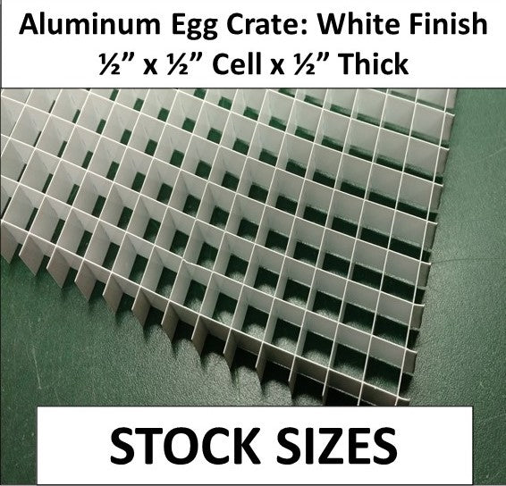 WHITE Finish 1/2" Aluminum Egg Crate-STOCK SIZES - 1800ceiling
