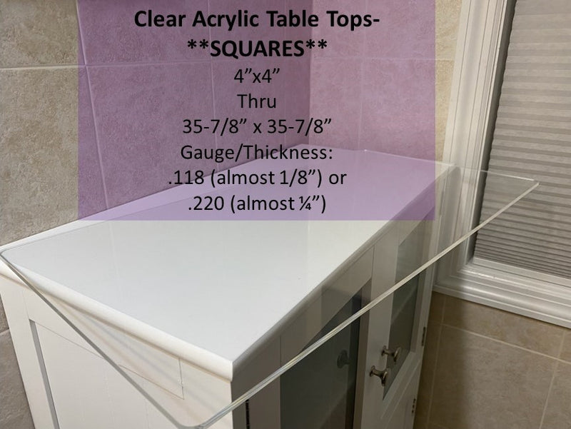 Square Clear Acrylic TableTops - 1800ceiling