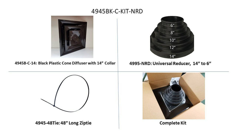 Black Plastic Cone Diffuser with Universal Collar - 1800ceiling