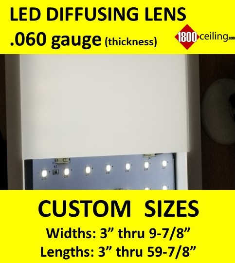 LED Lighting Diffusing Lens .060 WHITE, Width 3 thru 9.875, Length 3 thru 59.875 - 1800ceiling