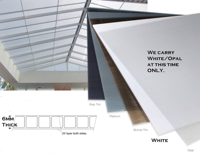 Makrolon Multi Wall 6mm White From 24"- 29-3/4" widths x 48"- 53" lengths CUSTOM SIZES - 1800ceiling