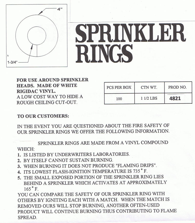 Plastic Sprinkler Escutcheon Rings - 1800ceiling