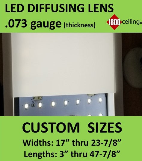 LED Lighting Diffusing Lens .073 WHITE, Width 17 thru 23.75, Length 3 thru 47.875 - 1800ceiling