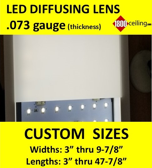 LED Lighting Diffusing Lens .073 WHITE, Width 3 thru 9.875, Length 3 thru 47.875 - 1800ceiling