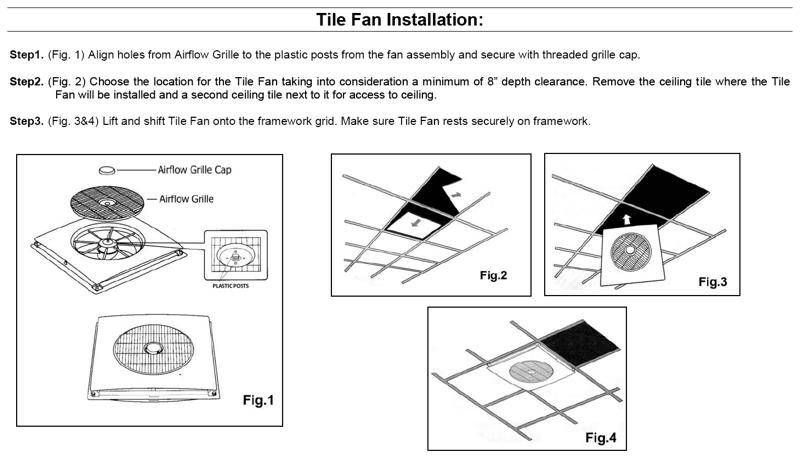 2'x 2' Ceiling Tile Fan with Remote - 1800ceiling