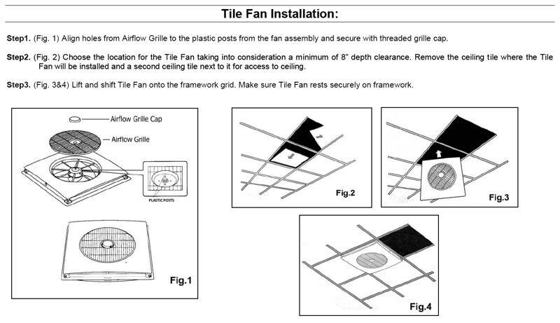 2'x 2' Ceiling Tile Fan with Remote - 1800ceiling