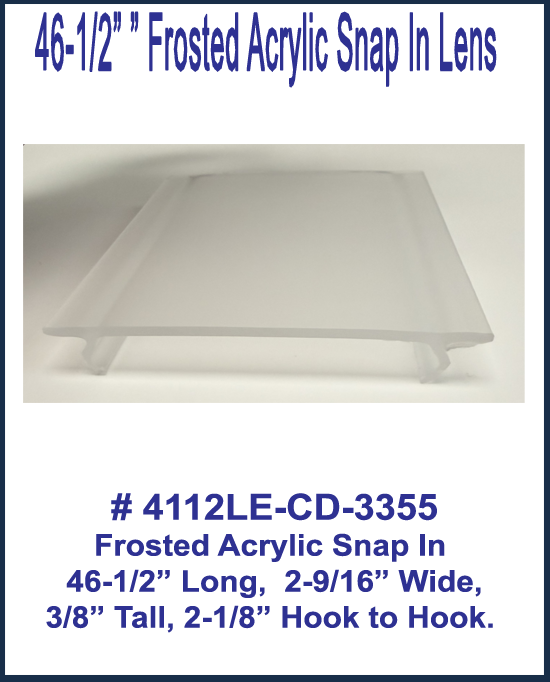 Frosted Acrylic Snap-In Replacement Lens 46-1/2" Long, 4112LE-CD-3355