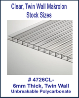 Clear Makrolon Twin Wall, Elevator Lens, Fire Rated, Stock Sizes