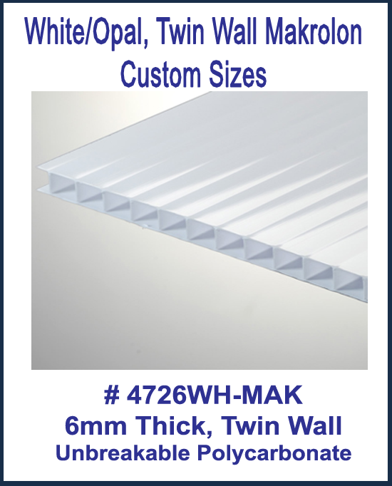 White Makrolon Twin Wall, Elevator Lens, Fire Rated, Custom Sizes