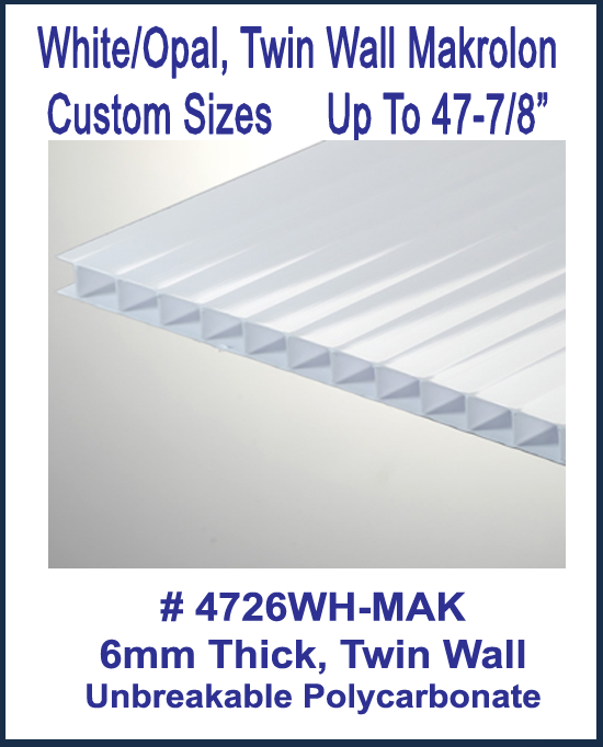 White Makrolon Twin Wall, Elevator Lens, Fire Rated, Custom Sizes