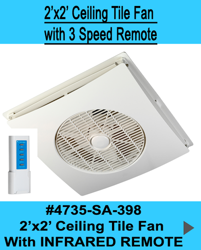 2'x 2' Ceiling Tile Fan with wireless remote-CLEARANCE - 1800ceiling