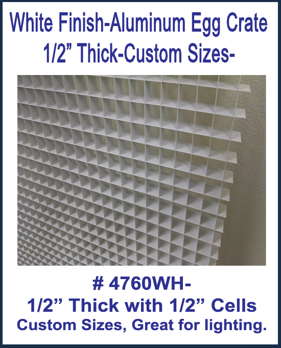 WHITE Finish Half Inch ( 0.5 in) Aluminum Egg Crate-CUSTOM SIZES