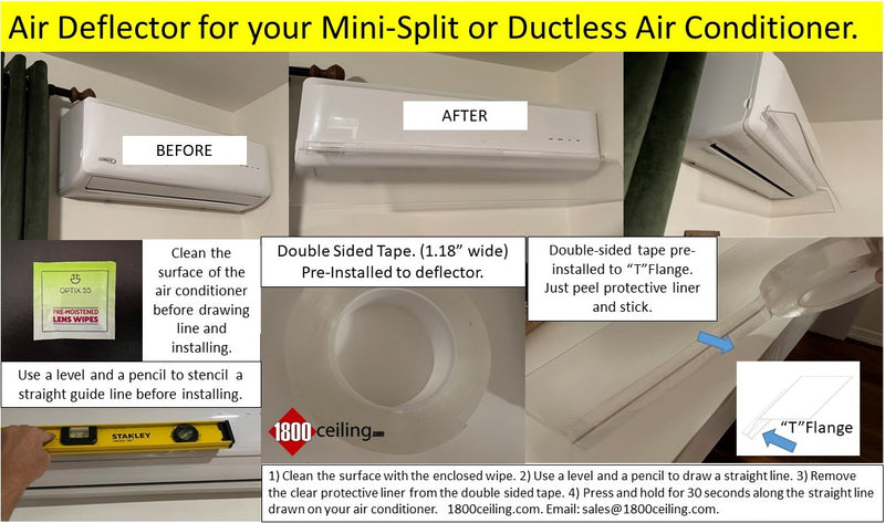 Air Deflector for Mini Split/Ductless Air System - 1800ceiling