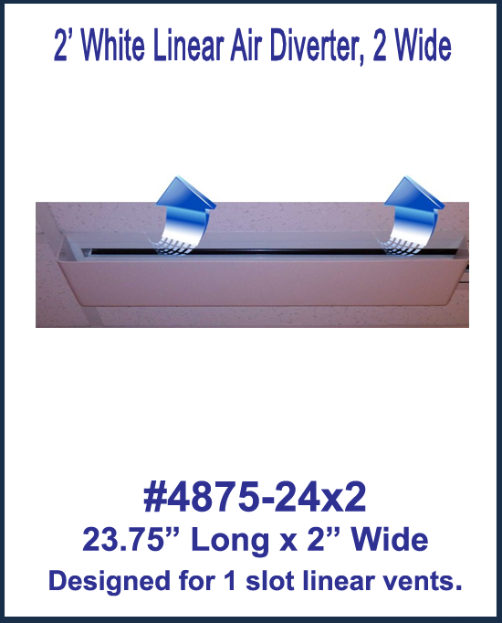 2' White Linear Air Diverter for a 1 Slot Vent