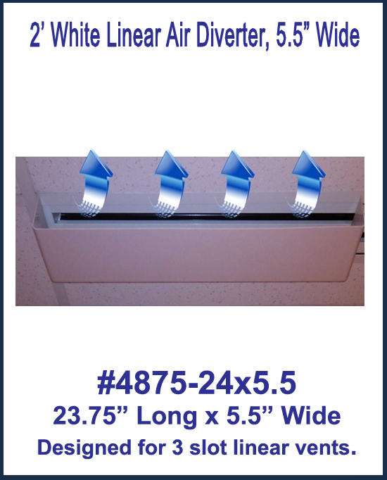 2' White Linear Air Diverter for a 3 Slot Vent (5.5" wide)