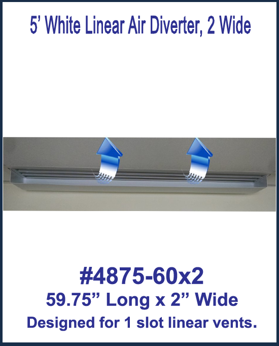 5' White Linear Air Diverter for a 1 Slot Vent (2" wide)