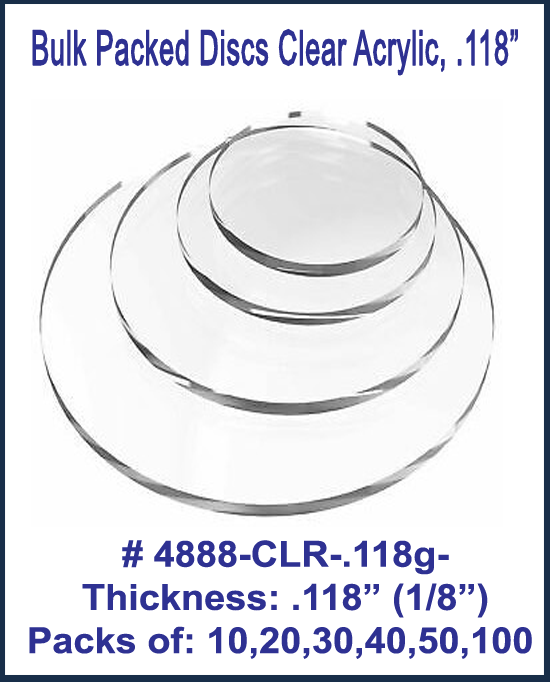BULK PACKED- Custom Clear Acrylic Blanks, .118 thick
