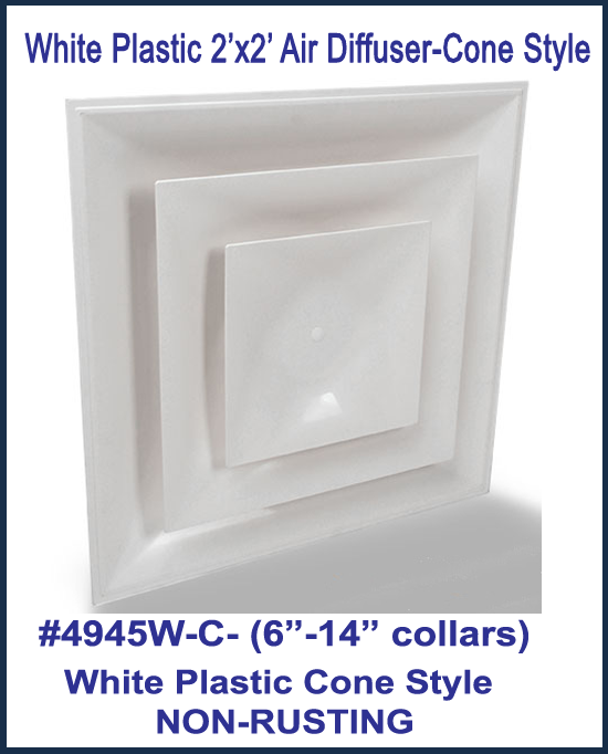 Stratus White Plastic 2'x2' CONE Air Diffusers