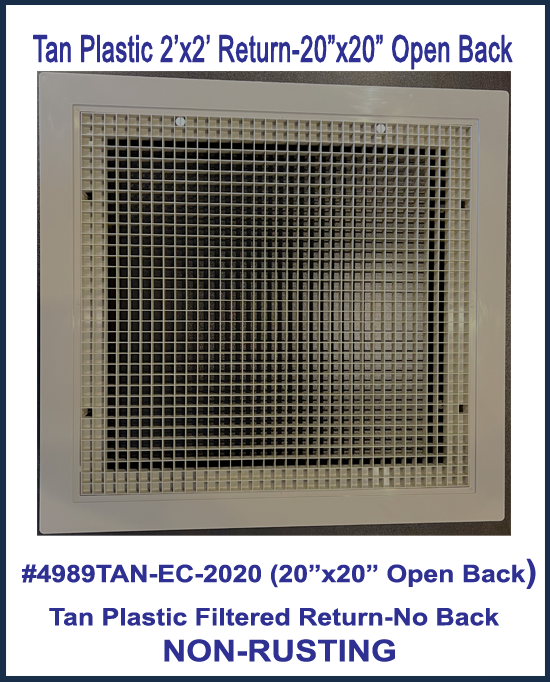 Stratus TAN Plastic Filtered Air Return-No Backplate