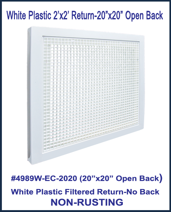 Stratus WHITE Plastic Filtered Air Return-No Backplate