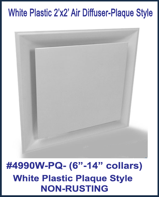 Stratus White Plastic PLAQUE Style 2'x2' Air Diffuser