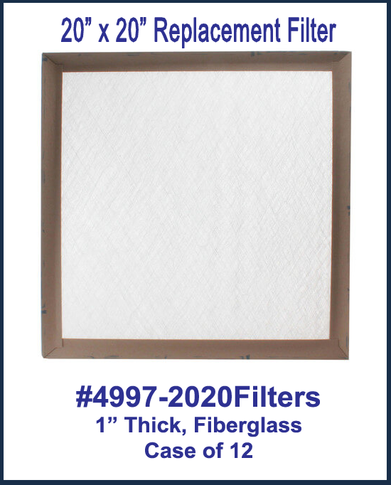20 in x 20 in x1in Fiberglass Throw Away Replacement Filter-Case of 12 ...