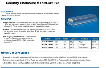 Vandal Proof 13"x4.5"x2" - 1800ceiling