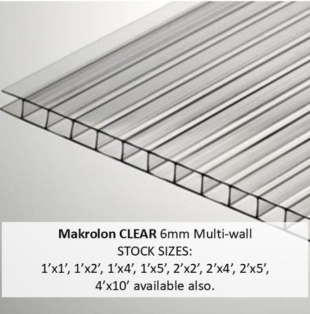 Makrolon, Clear Twin Wall, Elevator Lens, Fire Rated, Stock Sizes - 1800ceiling
