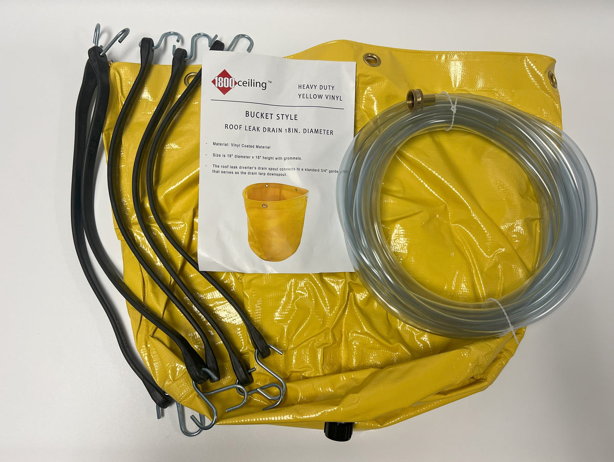 Bucket Style Roof Leak Drain Kit (hose and 21" bungees) - 1800ceiling