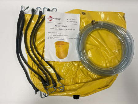 Bucket Style Roof Leak Drain Kit (hose and 21" bungees) - 1800ceiling