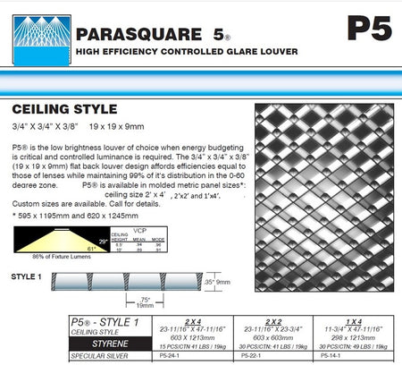 P5 Chrome Egg Crate 3/4" cell - 1800ceiling