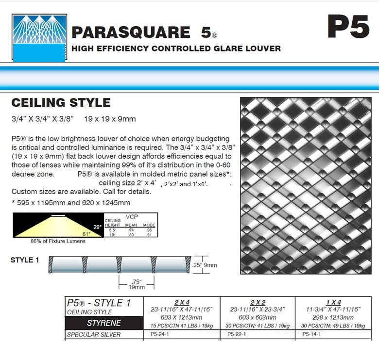 P5 Chrome Egg Crate 3/4" cell - 1800ceiling