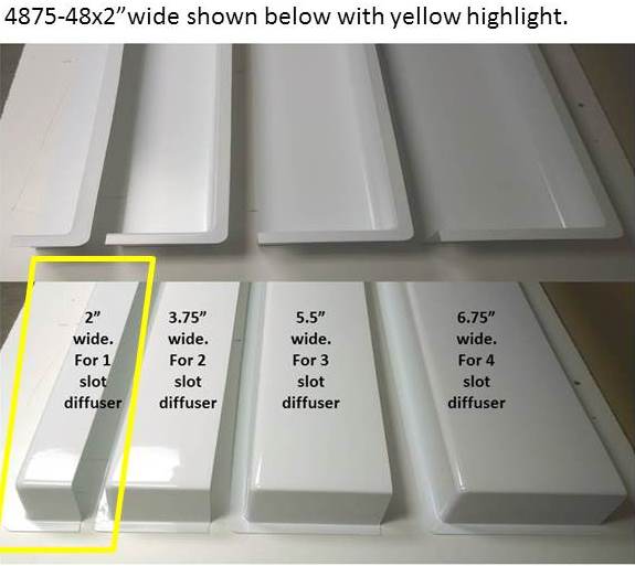 4' White Linear Air Diverter for a 1 Slot Vent (2" wide)