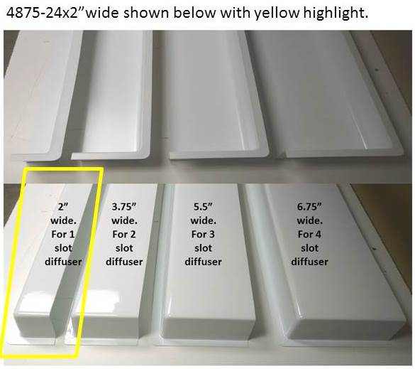 5' White Linear Air Diverter for a 1 Slot Vent (2" wide)