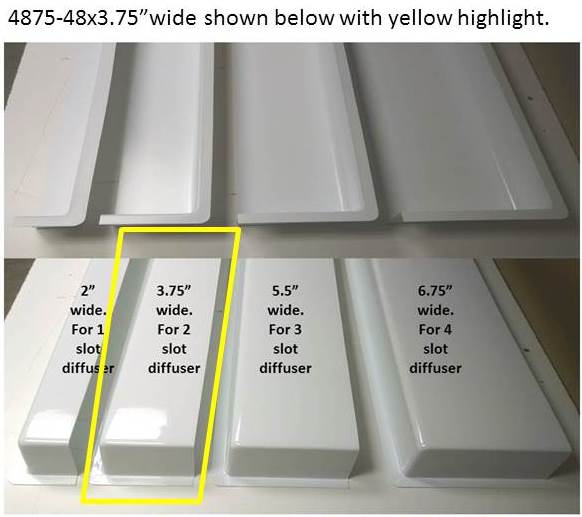 4' White Linear Air Diverter for a 2 Slot Vent (3.75" wide)