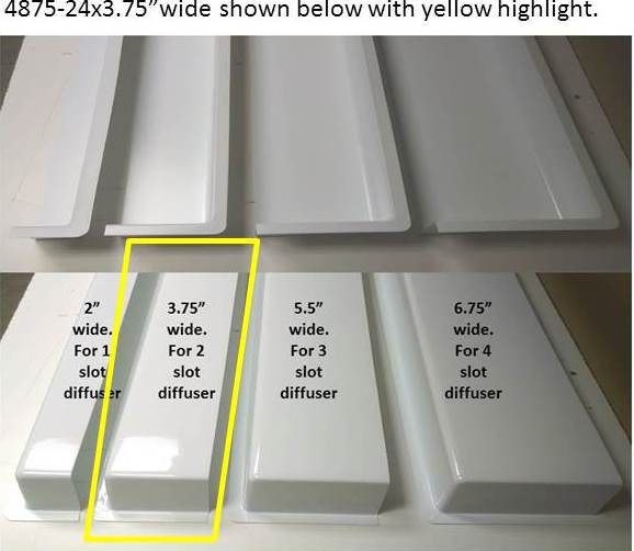 5' White Linear Air Diverter for a 2 Slot Vent (3.75" wide)