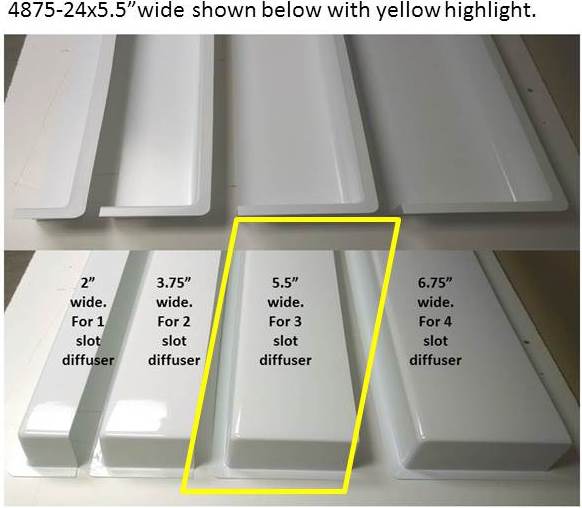 5' White Linear Air Diverter for a 3 Slot Vent (5.5" wide)