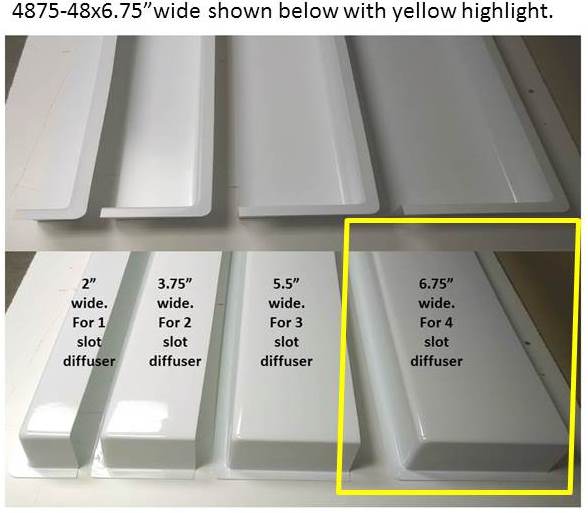 4' White Linear Air Diverter for a 4 Slot Vent (6.75" wide)