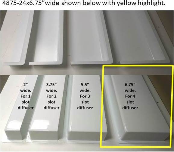 5' White Linear Air Diverter for a 4 Slot Vent (6.75" wide)