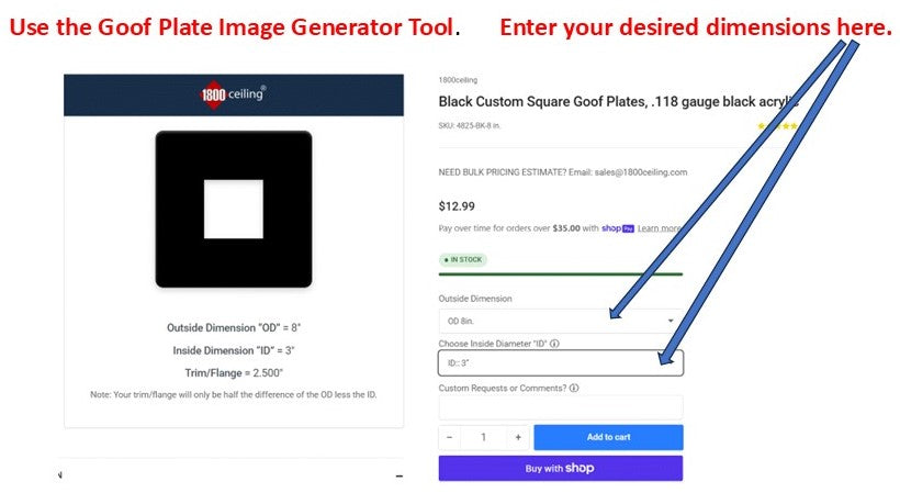 Black Custom Square Goof Plates, .118 gauge black acrylic