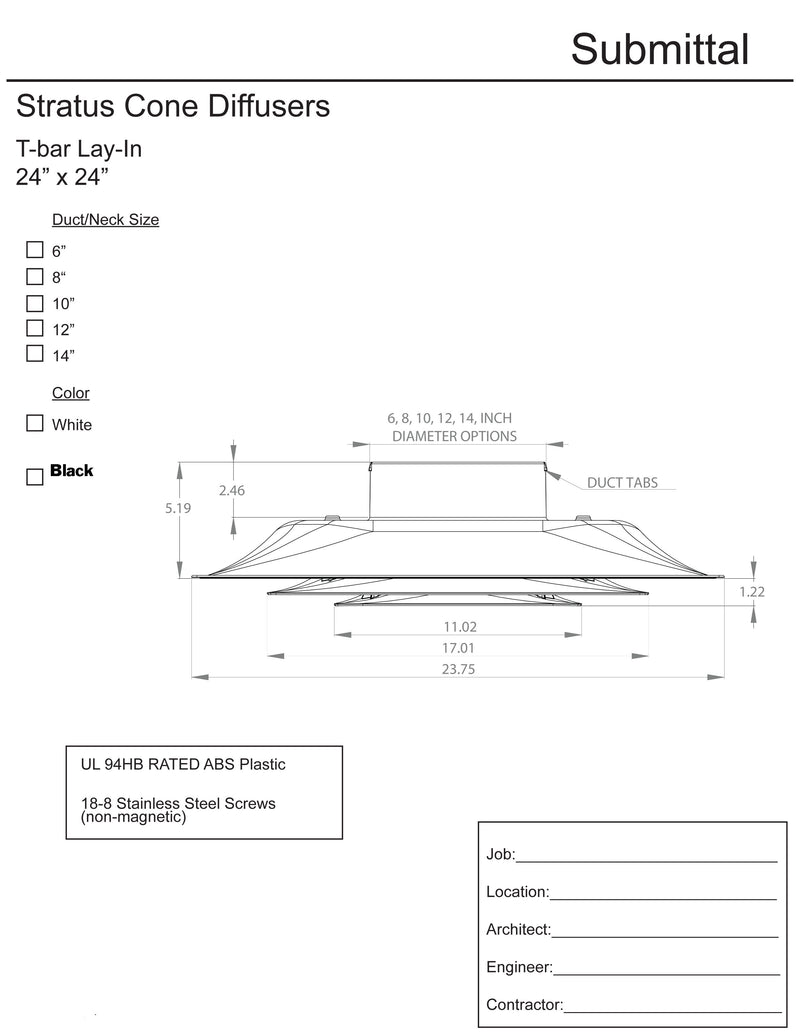 Stratus TAN Plastic 2'x2' Cone Air Diffuser - 1800ceiling