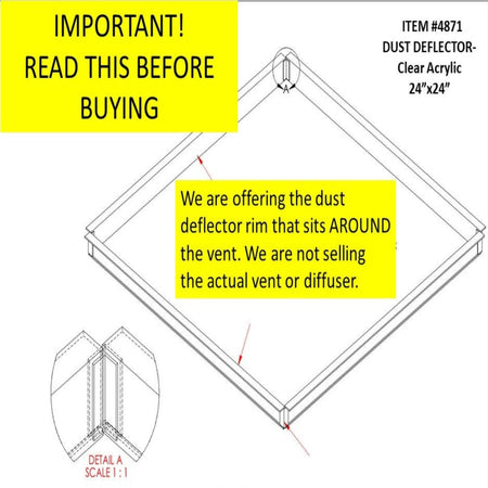 Ceiling Air & Dust Deflectors-Clear Acrylic - 1800ceiling