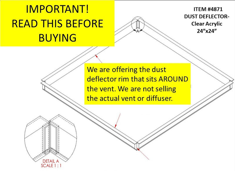 Ceiling Air & Dust Deflectors-Clear Acrylic - 1800ceiling